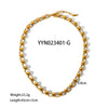 Trendy Round Bead Titanium Steel And Stainless Steel Jewelry Suit With Exaggerated Small Bread Chain Electroplated With Pvd Furnace Real Gold