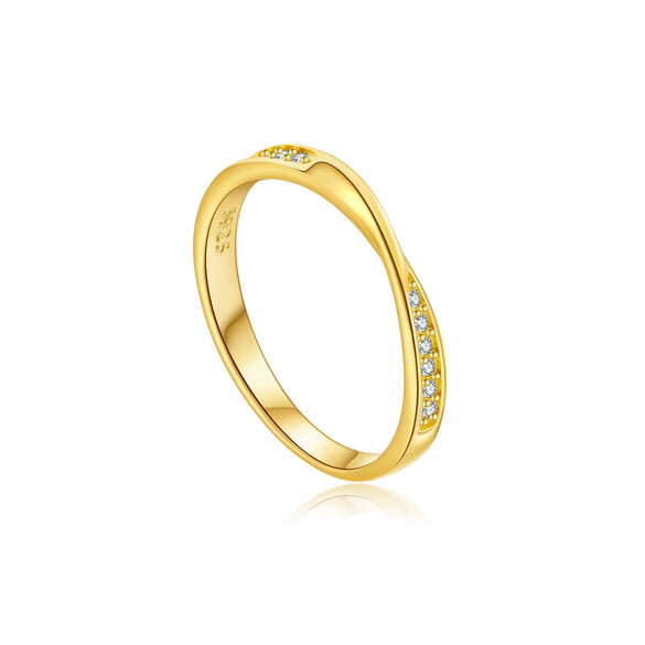 Trendy S925 Sterling Silver Geometric Ring Inlaid With Zircon Electroplated With Platinum Or 18K Gold For Women And Unisex