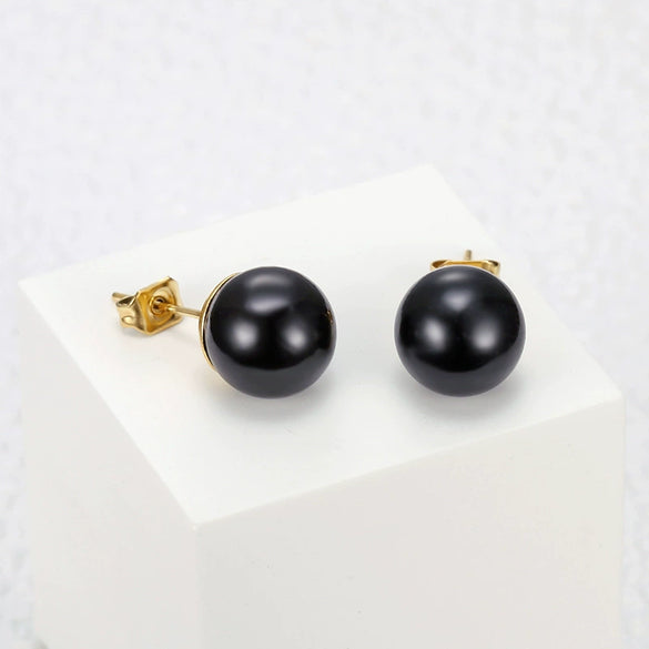 Trendy Simple Pearl Geometry Earrings For Women Electroplated Titanium Steel Elegant Fashion Jewelry Gift