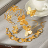 Trendy Stainless Steel Electroplated Butterfly Open Bracelet And Flower Open Ring Accessories For Women