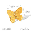 Trendy Stainless Steel Electroplated Butterfly Open Bracelet And Flower Open Ring Accessories For Women