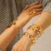 Trendy Stainless Steel Electroplated Butterfly Open Bracelet And Flower Open Ring Accessories For Women