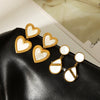 Trendy Stainless Steel Geometric Heart And Water Drop Earrings For Women With Electroplating Design