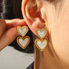 Trendy Stainless Steel Geometric Heart And Water Drop Earrings For Women With Electroplating Design