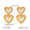 Trendy Stainless Steel Geometric Heart And Water Drop Earrings For Women With Electroplating Design