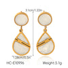 Trendy Stainless Steel Geometric Heart And Water Drop Earrings For Women With Electroplating Design