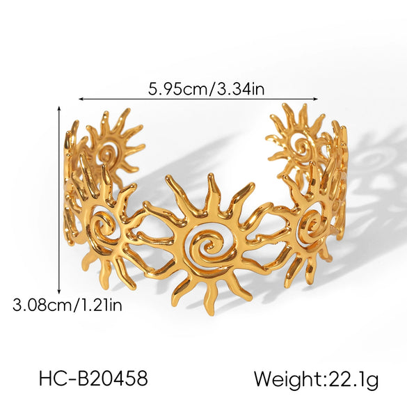 Trendy Stainless Steel Geometric Open Bracelet And Earrings For Women With Electroplating
