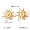 Trendy Stainless Steel Geometric Open Bracelet And Earrings For Women With Electroplating