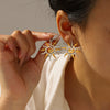 Trendy Stainless Steel Geometric Open Bracelet And Earrings For Women With Electroplating