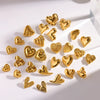 Trendy Stainless Steel Heart Shaped Stud Earrings For Women With Irregular Lava Heart Design And Real Gold Plated Finish