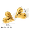 Trendy Stainless Steel Heart Shaped Stud Earrings For Women With Irregular Lava Heart Design And Real Gold Plated Finish
