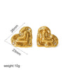 Trendy Stainless Steel Heart Shaped Stud Earrings For Women With Irregular Lava Heart Design And Real Gold Plated Finish