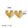 Trendy Stainless Steel Heart Shaped Stud Earrings For Women With Irregular Lava Heart Design And Real Gold Plated Finish