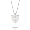 Trendy Stainless Steel Shield Pendant Unisex Necklace With Round Beads And Electroplating Treatment Geometric Style