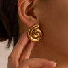 Trendy Swivel Pattern Thread Earrings For Women 18K Gold Plated Stainless Steel With Geometric Design And Electroplating