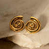 Trendy Swivel Pattern Thread Earrings For Women 18K Gold Plated Stainless Steel With Geometric Design And Electroplating
