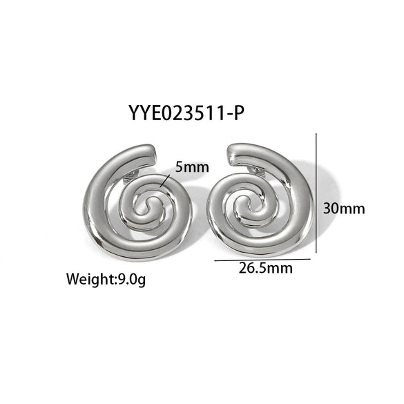Trendy Swivel Pattern Thread Earrings For Women 18K Gold Plated Stainless Steel With Geometric Design And Electroplating