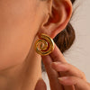 Trendy Swivel Pattern Thread Earrings For Women 18K Gold Plated Stainless Steel With Geometric Design And Electroplating
