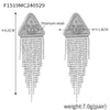 Trendy Titanium Steel Electroplated Women's Earrings With Geometric Pattern And Triangle Devil's Eye Long Round Bead Tassel
