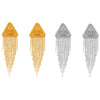 Trendy Titanium Steel Electroplated Women's Earrings With Geometric Pattern And Triangle Devil's Eye Long Round Bead Tassel