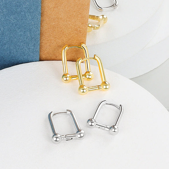 Trendy U Shaped Geometric Earrings In S925 Sterling Silver Simple Fashion Women's Jewelry