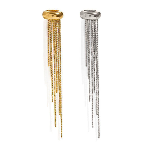 Trendy Unique Tassel Hoop Ear Clips Non Pierced Ear Cuffs Women's Accessories Stainless Steel Vacuum Plated Earrings