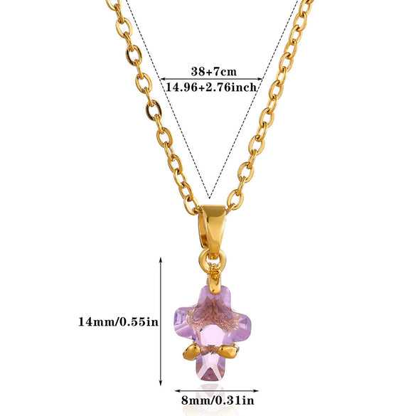 Trendy Unisex Gold Electroplated Cross Necklace With Copper Zircon Stainless Steel Pendant