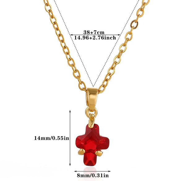 Trendy Unisex Gold Electroplated Cross Necklace With Copper Zircon Stainless Steel Pendant