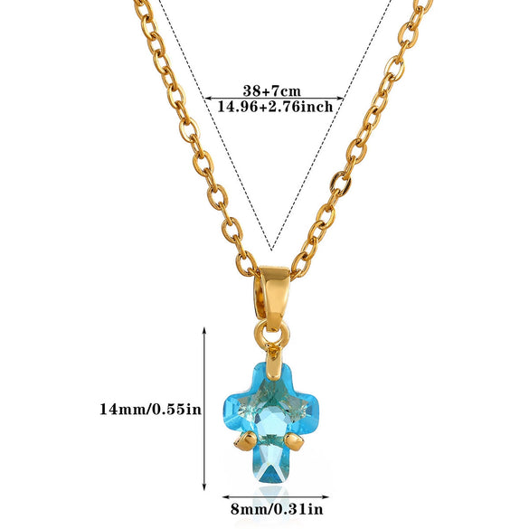 Trendy Unisex Gold Electroplated Cross Necklace With Copper Zircon Stainless Steel Pendant