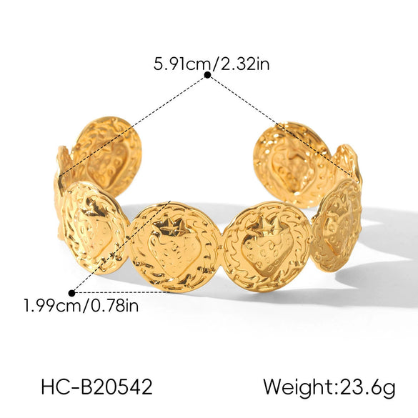 Trendy Versatile Design 18K Gold Electroplated Stainless Steel Round Strawberry Geometry Bracelet