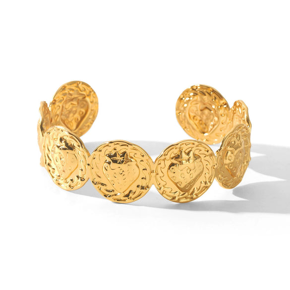 Trendy Versatile Design 18K Gold Electroplated Stainless Steel Round Strawberry Geometry Bracelet