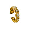 Trendy Versatile Open Ring Stainless Steel Jewelry Inlaid With Pearls Light Luxury Style Electroplated