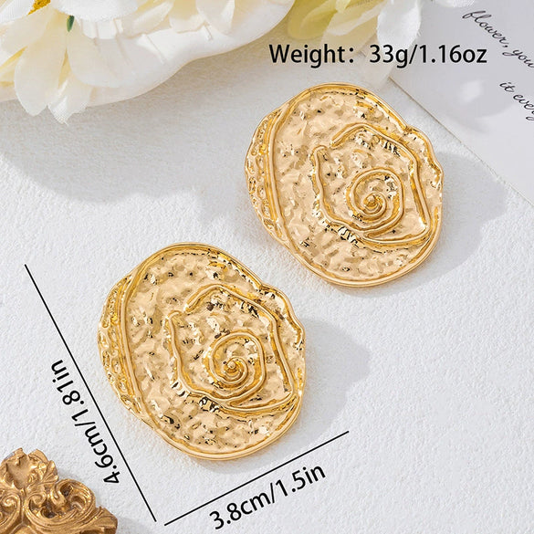 Trendy Women's Geometric Rose Pattern Alloy And Stainless Steel Electroplated Earrings Accessories