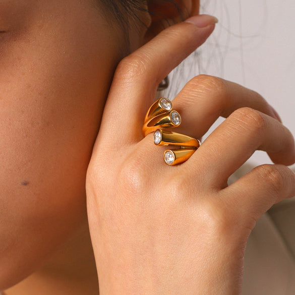 Trendy Women's Geometric Stainless Steel Electroplated Ring Accessories