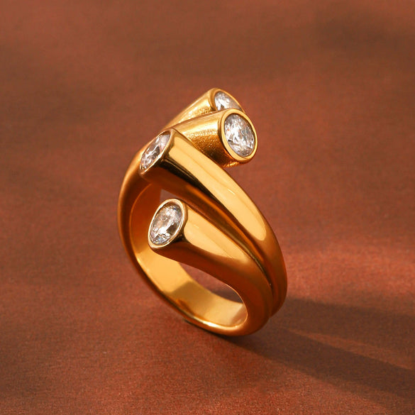 Trendy Women's Geometric Stainless Steel Electroplated Ring Accessories