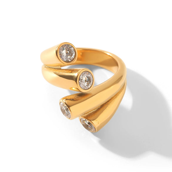 Trendy Women's Geometric Stainless Steel Electroplated Ring Accessories