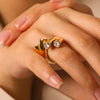 Trendy Women's Geometric Stainless Steel Electroplated Ring Accessories