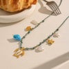 Trendy Women's Geometric Stainless Steel Rope Chain Pendant Necklace With Pvd Furnace Vacuum Real Gold Plating
