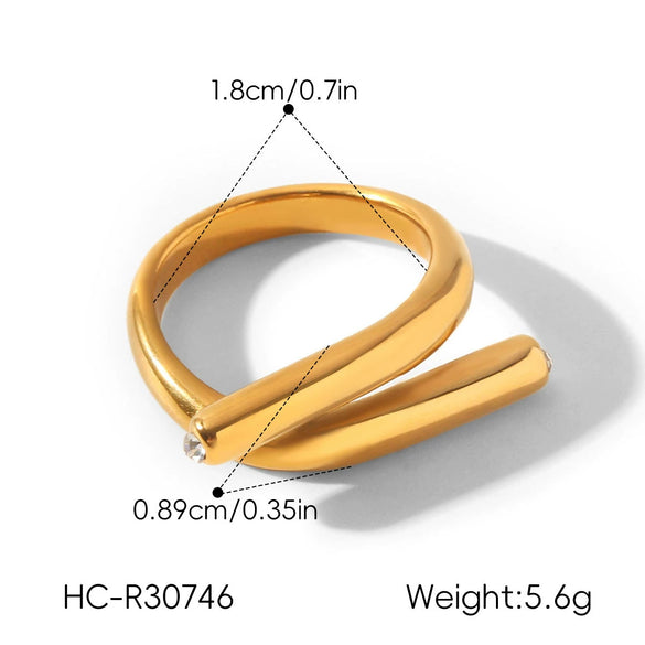 Trendy Women's Gold Plated Geometric Stainless Steel Ring