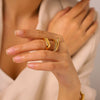 Trendy Women's Gold Plated Geometric Stainless Steel Ring