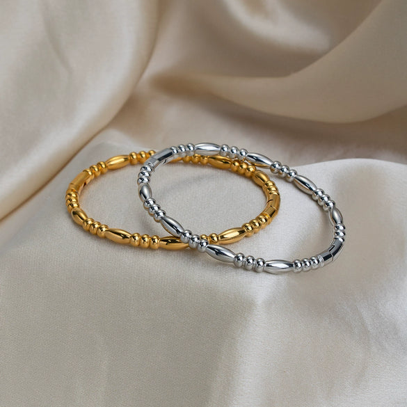 Trendy Women's Simple And Versatile Stainless Steel Bamboo Knot Bracelet Vacuumplated 18K Gold Modern Minimalist Style