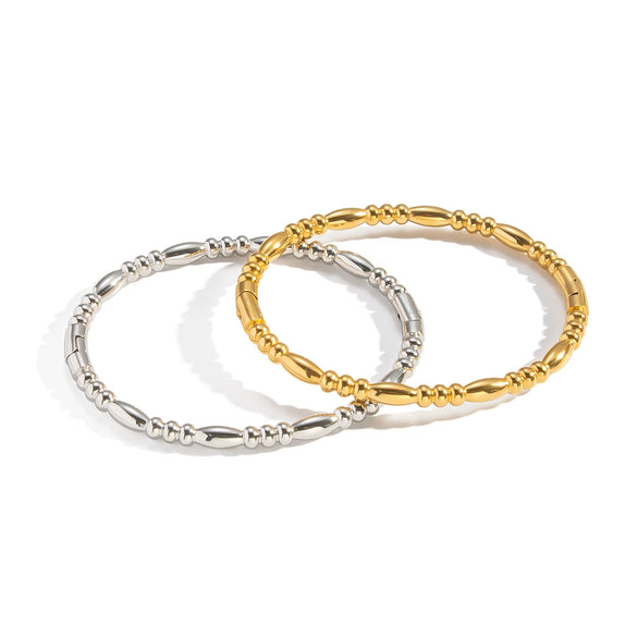 Trendy Women's Simple And Versatile Stainless Steel Bamboo Knot Bracelet Vacuumplated 18K Gold Modern Minimalist Style