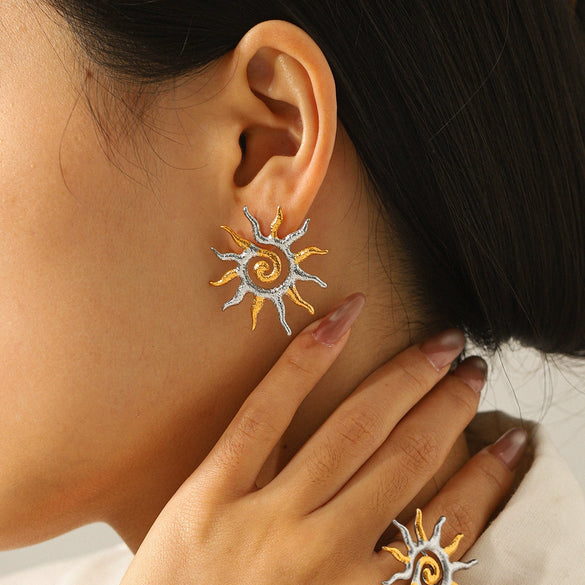 Trendy Women's Stainless Steel Electroplated Geometric Earrings