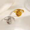 Trendy Women's Stainless Steel Rotating Thread Ring With Line Pattern Geometric Electroplated Fashion Jewelry