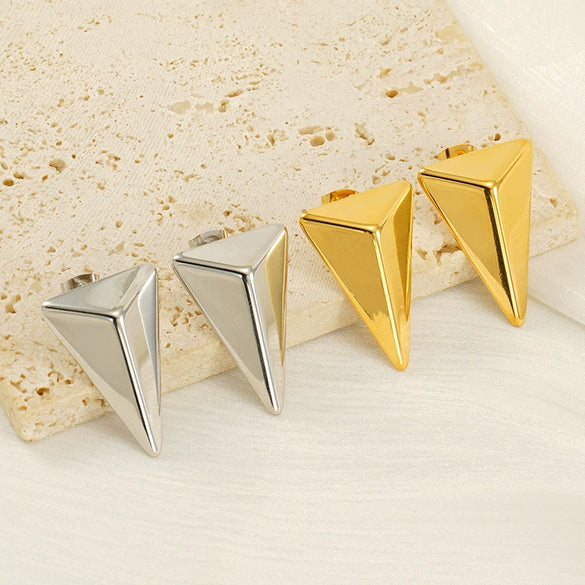Triangle Earrings Titanium Steel Geometric Electroplated Minimalist Design