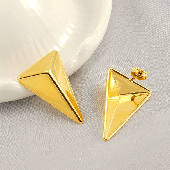 Triangle Earrings Titanium Steel Geometric Electroplated Minimalist Design