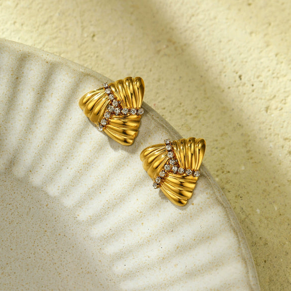 Triangle Geometric Pattern Titanium Steel And Stainless Steel Women's Fashion Luxury Electroplated Nonfading Earrings