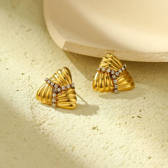 Triangle Geometric Pattern Titanium Steel And Stainless Steel Women's Fashion Luxury Electroplated Nonfading Earrings
