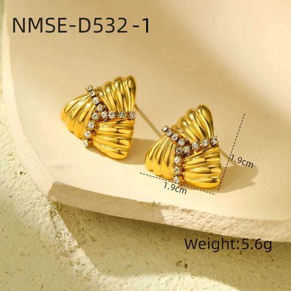 Triangle Geometric Pattern Titanium Steel And Stainless Steel Women's Fashion Luxury Electroplated Nonfading Earrings