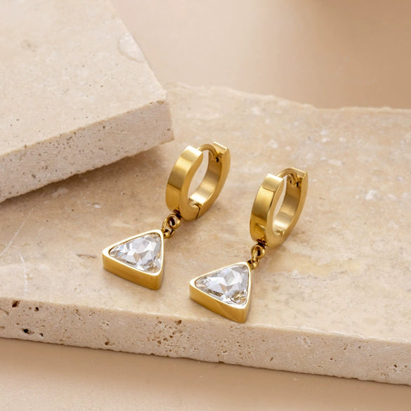 Triangular Zircon Titanium Steel Geometric Women's Earrings